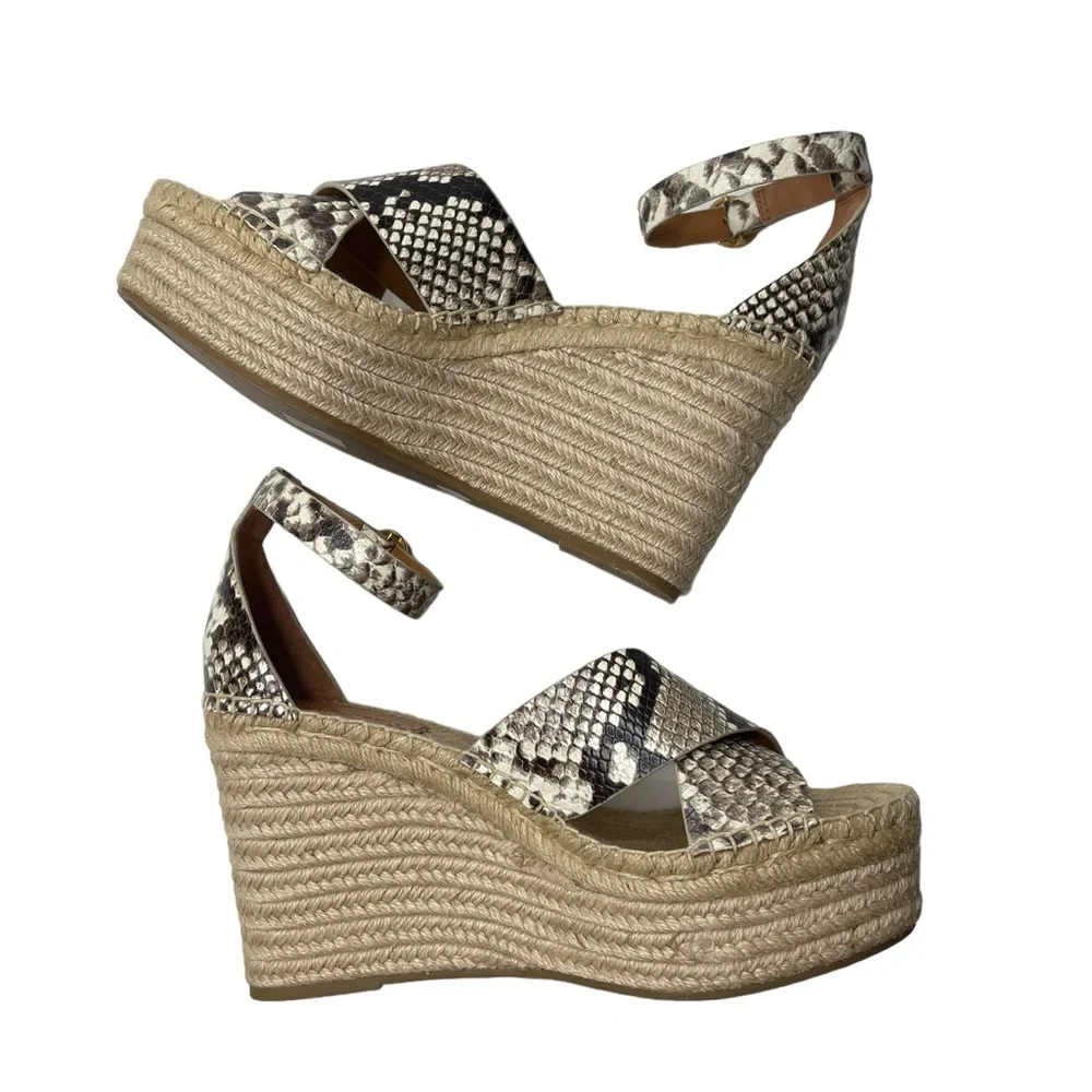 Tory Burch | Selby Snake-Print Wedge Platform Espadrilles 9